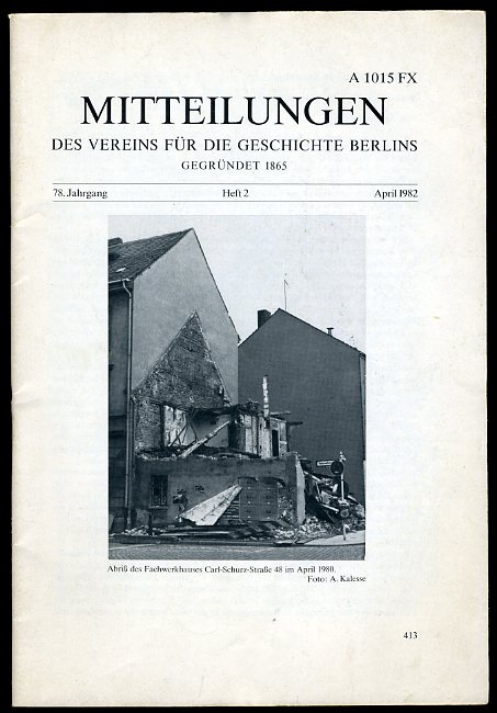   Mitteilungen des Vereins für die Geschichte Berlins. 78. Jg. (nur) Heft 2. 