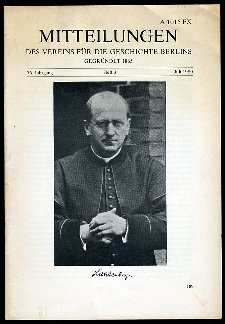  Mitteilungen des Vereins für die Geschichte Berlins. 746. Jg. (nur) Heft 3. 