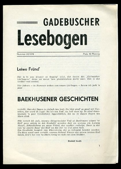   Gadebuscher Lesebogen Nr. 24, 1978. 