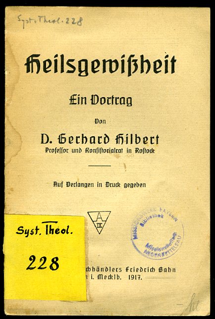 Hilbert, Gerhard:  Heilsgewißheit. Ein Vortrag. 