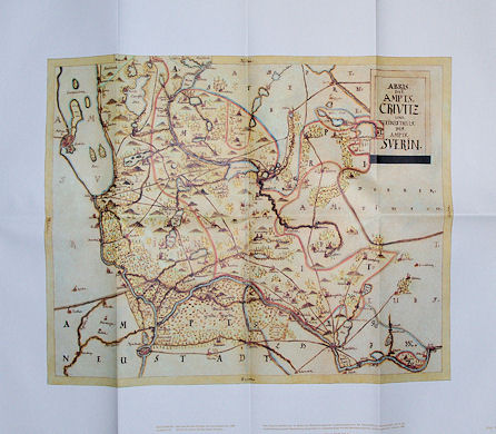   Karte. Amt Crivitz und ein Teil des Amtes Schwerin. Aus dem Mecklenburg-Atlas des Bertram Christian von Hoinckhusen (um 1700) 