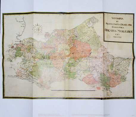   Übersichtskarte im Maßstab ca. 1:400 000 - sogenannte Kleine Generalkarte - Neueste und genaueste geographische Abzeichnung des Herzogtums Mecklenburg, 1721. Aus dem Mecklenburg-Atlas des Bertram Christian von Hoinckhusen (um 1700) 