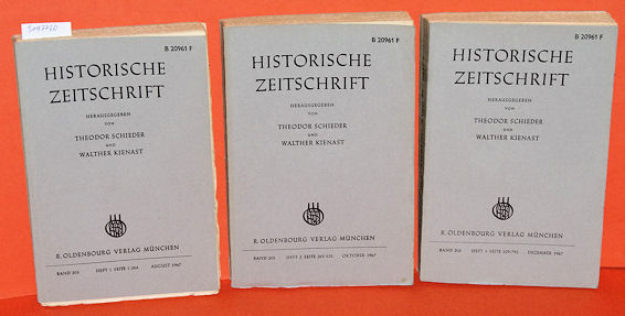 Schieder, Theodor und Walther Kienast (Hrsg.):  Historische Zeitschrift. Band 205 in 3 Teilbänden. 