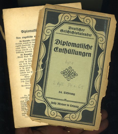   Diplomatische Enthüllungen. Deutscher Geschichtskalender. 54. Lieferung. 