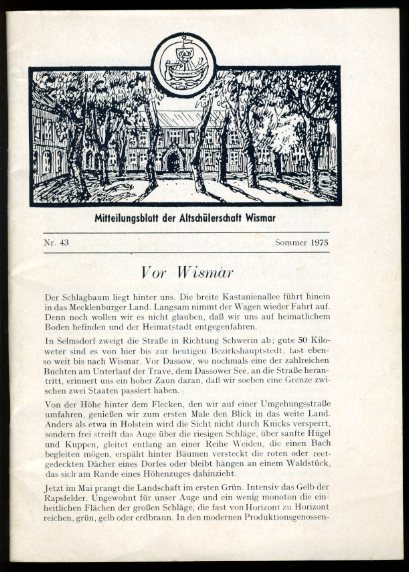   Mitteilungsblatt der Altschülerschaft Wismar 43. 