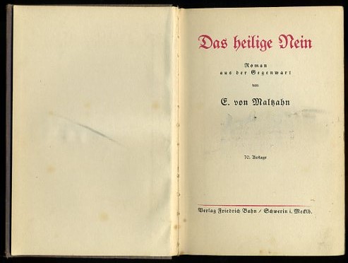 Maltzahn, Elisabeth von:  Das heilige nein. Roman aus der Gegenwart. 