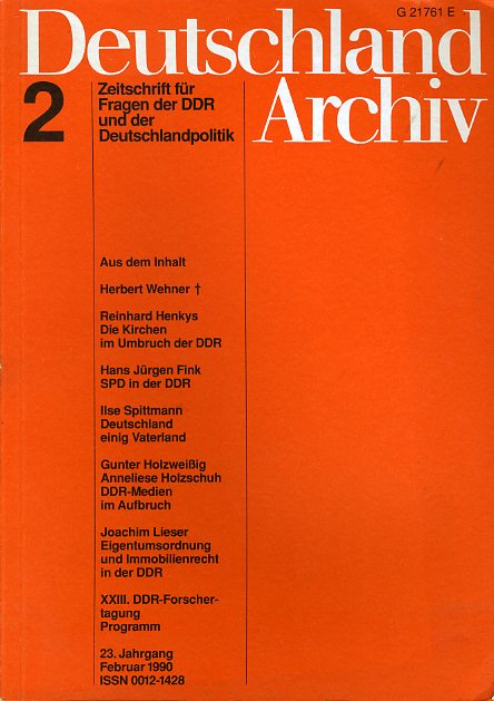   Deutschland Archiv. Zeitschrift für Fragen der DDR und der Deutschlandpolitik. 24. Jahrgang 1990 (nur) Heft 2. 