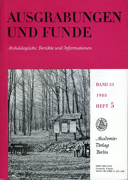   Ausgrabungen und Funde. Archäologische Berichte und Informationen. Bd. 33 (nur) Heft 2. (Thüringen Heft) 