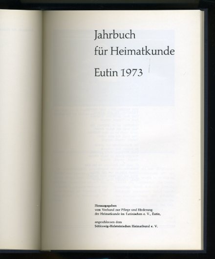   Jahrbuch für Heimatkunde Eutin 1973. 7. Jahrgang. 
