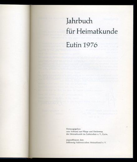   Jahrbuch für Heimatkunde Eutin 1976. 10. Jahrgang. 