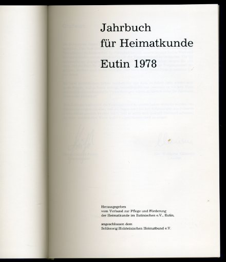   Jahrbuch für Heimatkunde Eutin 1978. 12. Jahrgang. 