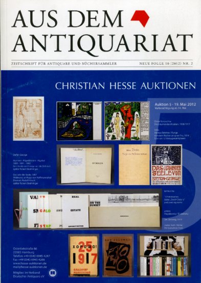   Aus dem Antiquariat. Zeitschrift für Antiquare und Büchersammler. Neue Folge 10. 2012. Nr. 2. 