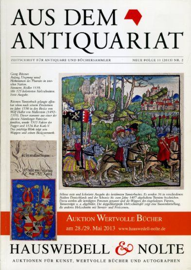   Aus dem Antiquariat. Zeitschrift für Antiquare und Büchersammler. Neue Folge 11. 2013. Nr. 2. 