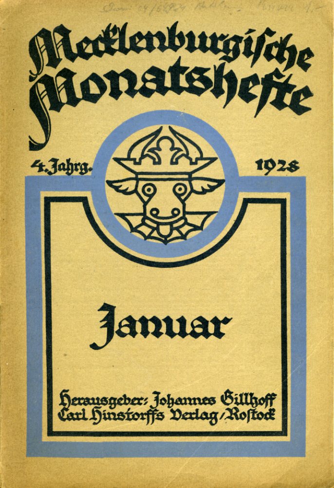   Mecklenburgische Monatshefte. Jg. 4 (nur) Heft 1, Januar 1928. 