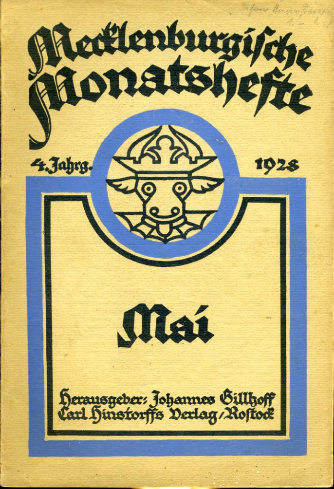   Mecklenburgische Monatshefte. Jg. 4 (nur) Heft 5, Mai 1928. 