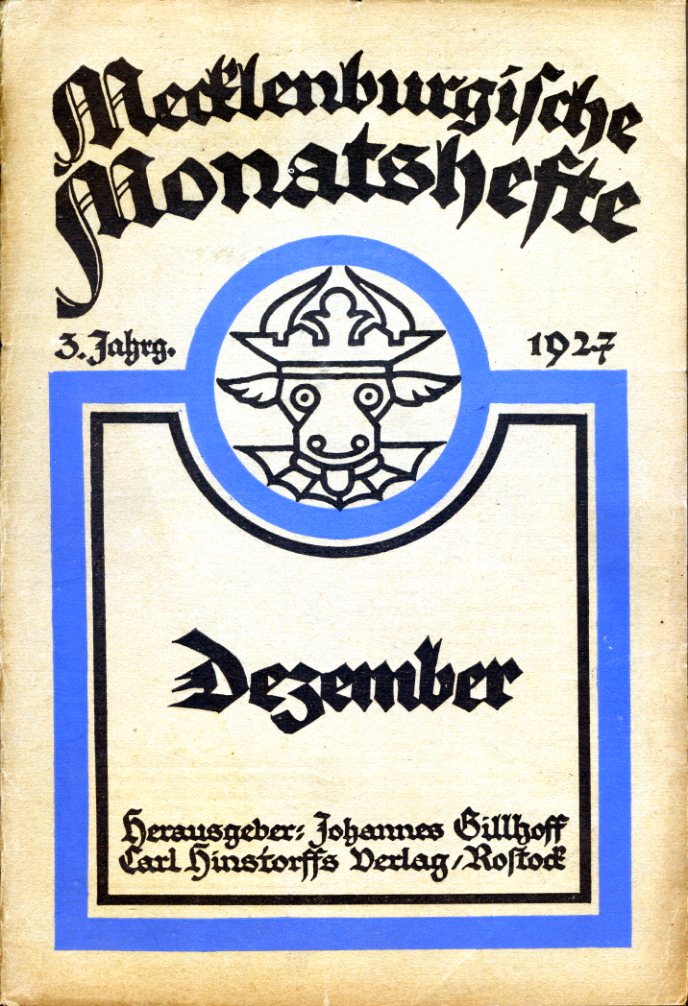   Mecklenburgische Monatshefte. Jg. 3 (nur) Heft 12, Dezember 1927. 