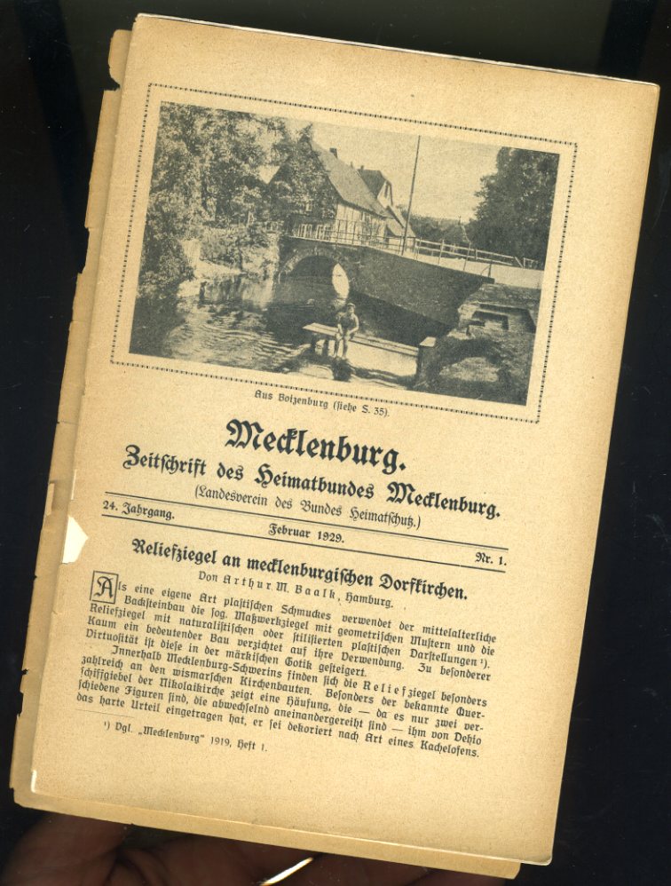   Mecklenburg. Zeitschrift des Heimatbundes Mecklenburg. 24. Jg. (nur) Heft 1. 