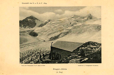   Prager Hütte. Lichtdruck nach einer Photographie von V. Sella - Bildbeilage aus der Zeitschrift des Deutschen und Österreichischen Alpenvereins. 