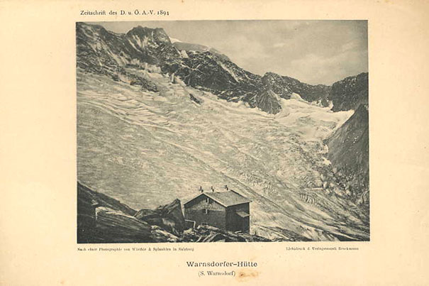   Warnsdorfer Hütte. Lichtdruck nach einer Photographie - Bildbeilage aus der Zeitschrift des Deutschen und Österreichischen Alpenvereins. 
