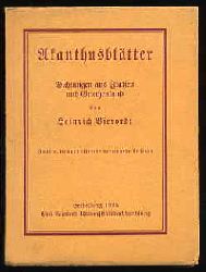 Vierordt, Heinrich:  Akanthusbltter. Dichtungen aus Italien und Griechenland. 
