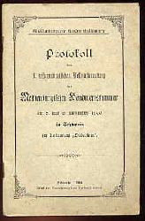   Mecklenburgische Handwerkskammer. Protokoll der 1. auerordentlichen Vollversammlung der Mecklenburgischen Handwerkskammer am 5. und 6. November 1900 in Schwerin im Restaurant "Dabelstein". 
