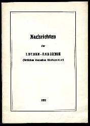 Hermann, Rudolf (Hrsg.):  Nachrichten der Luther-Akademie. stliches deutsches Kirchengebiet. 