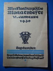   Mecklenburgische Monatshefte. Jg. 6 (nur) Heft 9. 