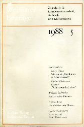  Weimarer Beitrge. Zeitschrift fr Literaturwissenschaft, sthetik und Kulturtheorie. 34. Jg. 1988 (nur) Heft 5. 