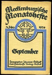   Mecklenburgische Monatshefte. Jg. 4 (nur) Heft 9, September 1928. 