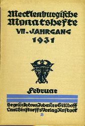   Mecklenburgische Monatshefte. Jg. 7 (nur) Heft 2. Februar 1931. 