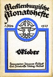  Mecklenburgische Monatshefte. Jg. 3 (nur) Heft 10, Oktober 1927. 