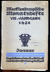   Mecklenburgische Monatshefte. Jg. 8 (nur) Heft 1, Januar 1932. 
