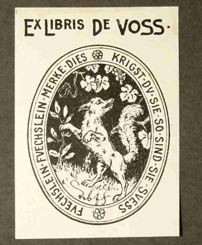   Ex Libris für de Voss.  
