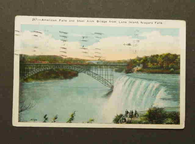   American Falls and Steel Arch Bridge from Luna Island, Niagara Falls; No. 257. 
