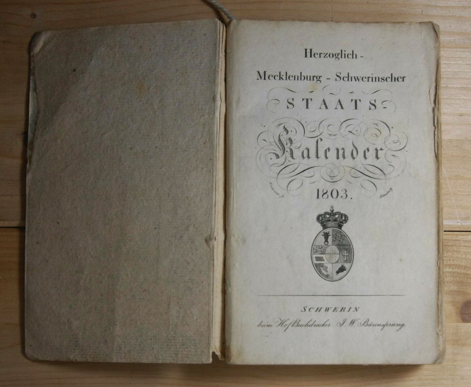   Herzoglich- Mecklenburg-Schwerinscher Staats-Kalender 1803.  