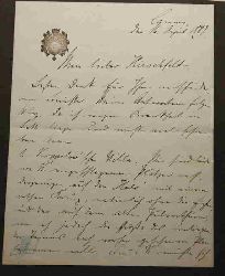 Friedrich Franz III. (Mecklenburg)  Persnlicher Brief  an Staatsminister Hirschfeld in Schwerin. Unikat. 