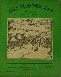Autorenkollektiv:  Unser Mansfelder Land. Heimatblatt der Kreise Eisleben und Hettstedt (November 1956) 