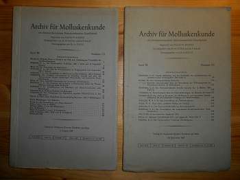 Zilch, A. (Hrsg.):  Archiv für Molluskenkunde (= Senkenbergische Naturforschende Gesellschaft) (Band 76, Nummer 1-3 u. 4-6, 20. Dezember 1947 u. 1. August 1947) (2 Bände, zus. EURO 22,00 u. Porto EURO 2,40) Einzelpreis: 