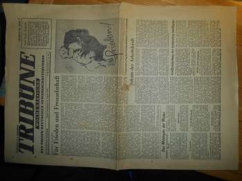   Tribüne. Wochenzeitung des Freien Deutschen Gewerkschaftsbundes. Erscheint in 6 Ausgaben. 3. Jahrgang, Nr. 35. Berlin, Sonnabend, 27. August 1949. 