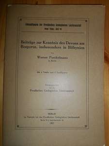 Paeckelmann, Werner:  Beiträge zur Kenntnis des Devons am Bosporus, insbesondere in Bithynien. (= Abhandlungen der Preußischen Geologischen Landesanstalt. Neue Folge, Heft 98) 