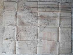 (Landkarte:)  Indien. (1:4.250.000) mit Teilansichten: Delhi, Cawnpore JN., Part of B. B. & C. I. RY., Bombay, Agra, Coal Fields, Madras, Rangoon. 