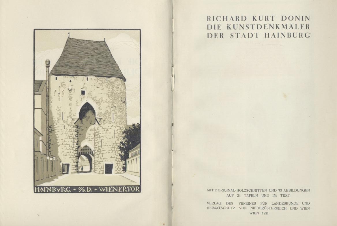 Donin, Richard Kurt  Die Kunstdenkmäler der Stadt Hainburg. 