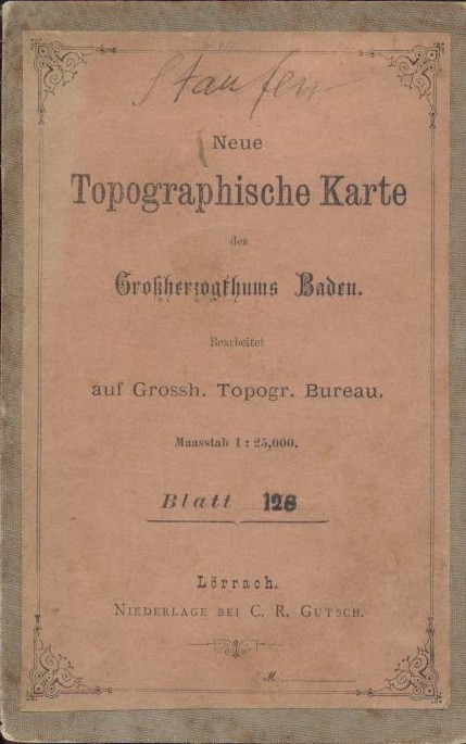 Großherzoglich Topographisches Bureau (Bearb.)  Neue Topographische Karte des Großherzogthums Baden. Blatt 128: Staufen (Belchen). 1:25000. 