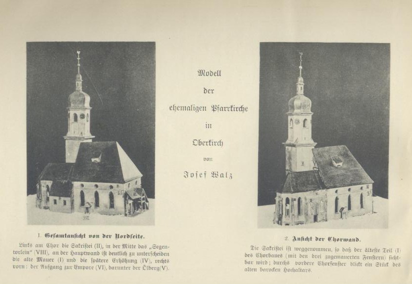 Krebs, Engelbert  Maler Josef Walz und sein Modell der alten Oberkircher Pfarrkirche. 