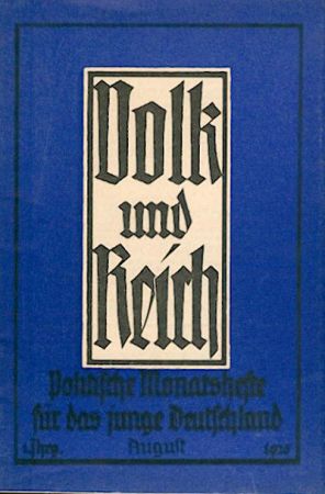 Wagner, Richard  Danzig und die Ostsee. In: Volk und Reich, 1. Jahrgang, Heft 8. 