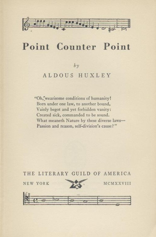 Huxley, Aldous  Point Counter Point. 