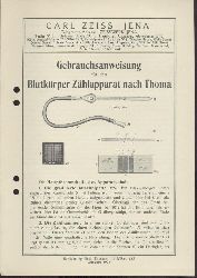 Zeiss, Carl  Gebrauchsanweisung fr den Blutkrper-Zhlapparat nach Thoma. Ausgabe 1928. Zeiss-Druckschrift Mikro 111. 