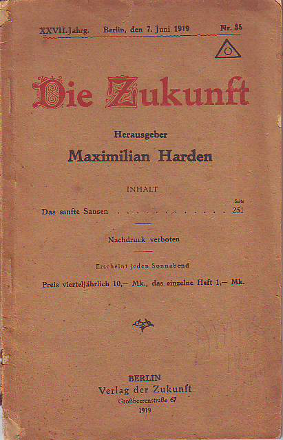 Harden, Maximilian (Hrsg.):  Die Zukunft. Das sanfte Sausen. 