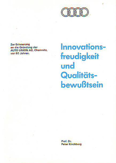 Kirchberg, Prof. Dr. Peter:  Innovationsfreundlichkeit und Qualitätsbewusstsein. 