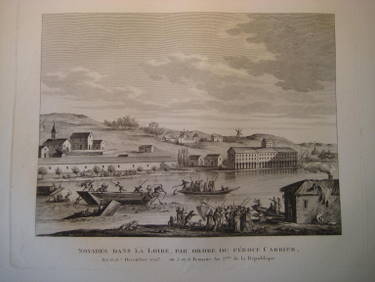 Berthault, (Jean-Gabriel) (?)  Noyades dans la Loire, par Ordre du Feroce Carrier, les 6 et 7 Decembre 1793, ou 5 et 6 Frimaire, An 2eme de la Republique (Gravure) 